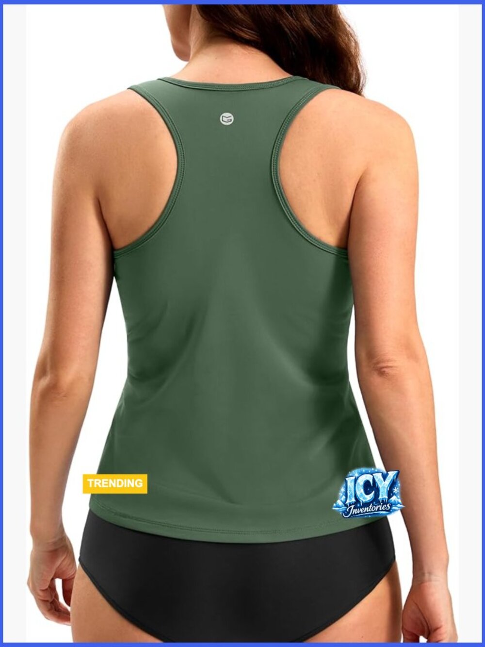High Neck Tankini Top with Removable Pads UPF 50+ Quick Dry Chlorine Resistant